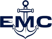 Eurasian Maritime Corp (EMC) logo — anchor emblem behind the EMC monogram, a maritime training partner of SAAP Corp