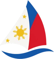 Sailing.ph sail mark in Philippine flag colours — the community platform for Philippine sailing we built