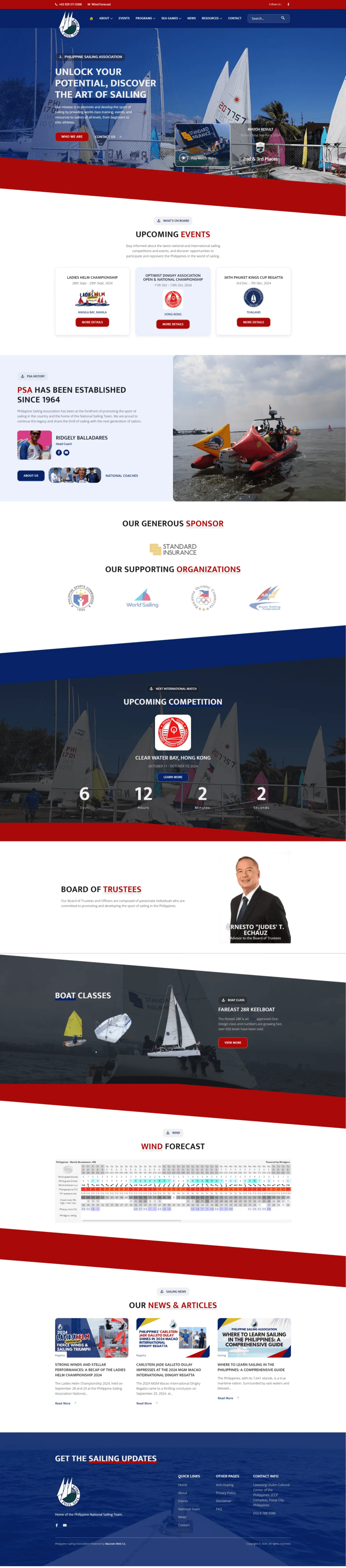 Philippine Sailing Association website homepage