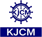 KJCM Maritime logo — ship's wheel emblem above the KJCM wordmark, a maritime training partner of SAAP Corp